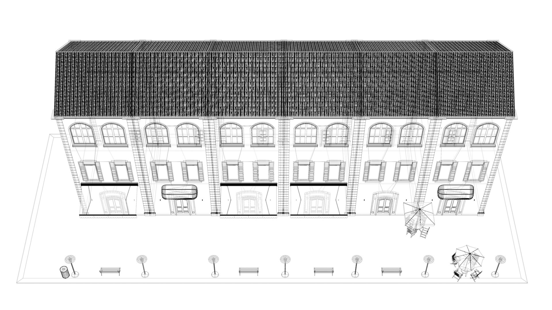 3D Vintage building set model - TurboSquid 2175024