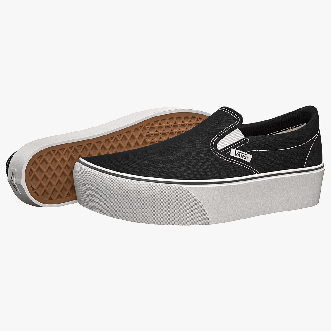Vans Classic SlipOn Platform Black and White 3D model TurboSquid 1904726