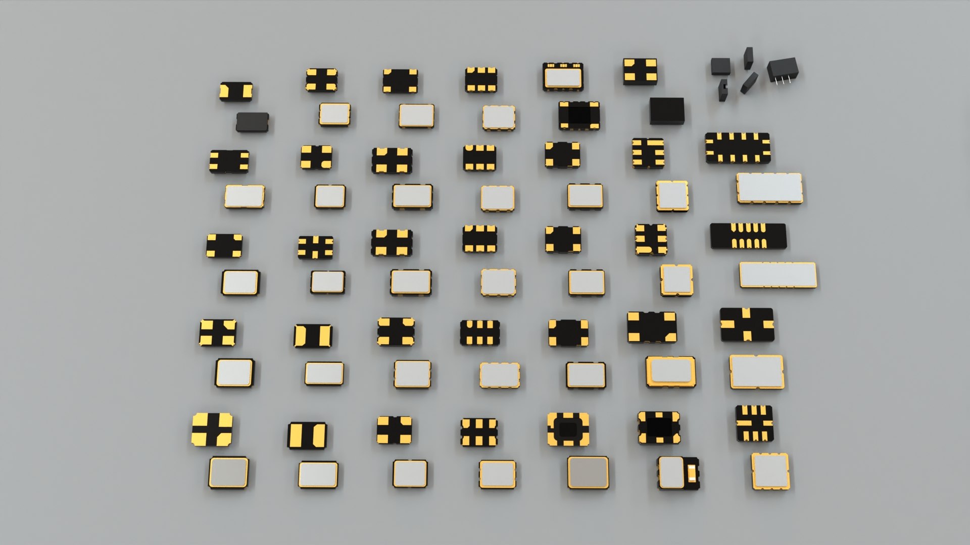 3D Model Electronic Passive Components Crystal Oscillator Resonator 3D