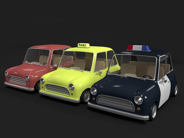Cartoon Toy Police Car & Taxi