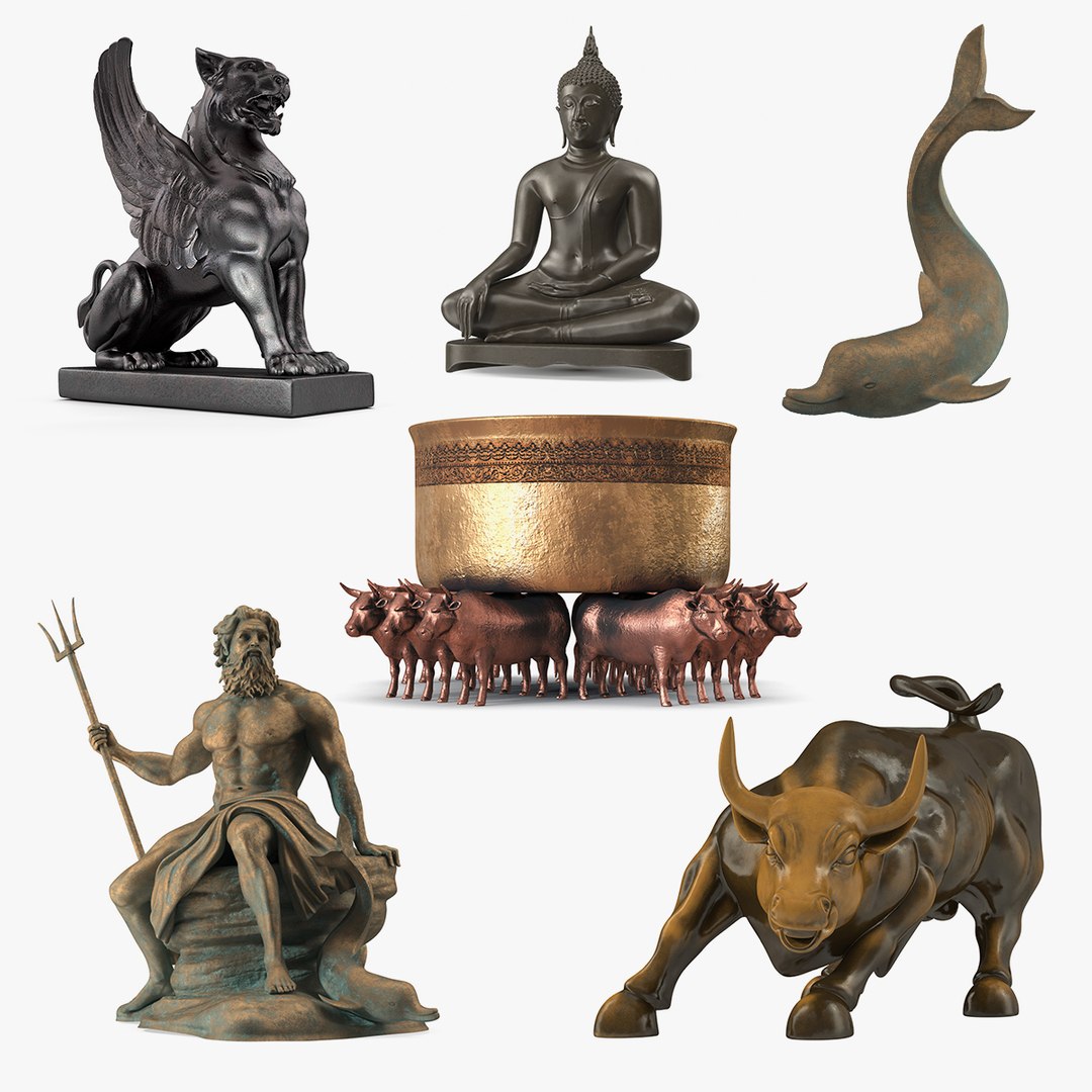 Bronze Sculptures Collection 4 3D model preview