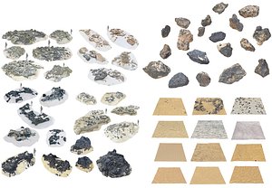 Coastal Rocks  Desert Ground Mega Pack - 48 Scanned Detail Assets model