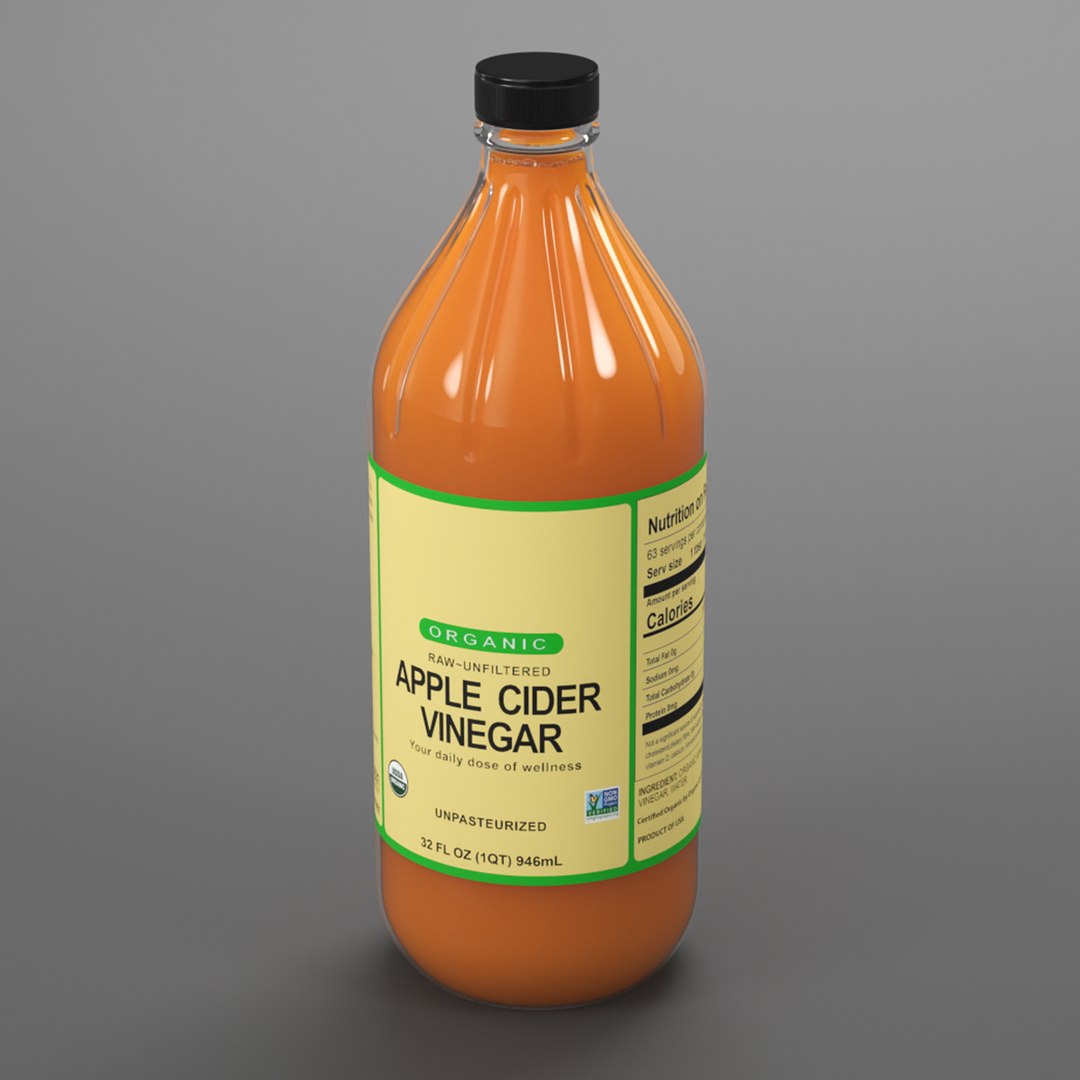 Raw Apple Cider Vinegar 1L 3D model for industrial visualization, technical presentation, simulation, product rendering, and animation