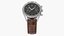 Chronometer Wrist Watch Brown Leather Bracelet Black Dial