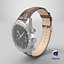 Chronometer Wrist Watch Brown Leather Bracelet Black Dial