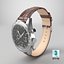 Chronometer Wrist Watch Brown Leather Bracelet Black Dial