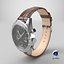 Chronometer Wrist Watch Brown Leather Bracelet Black Dial