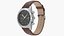 Chronometer Wrist Watch Brown Leather Bracelet Black Dial