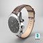 Chronometer Wrist Watch Brown Leather Bracelet Black Dial