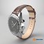 Chronometer Wrist Watch Brown Leather Bracelet Black Dial