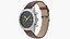 Chronometer Wrist Watch Brown Leather Bracelet Black Dial