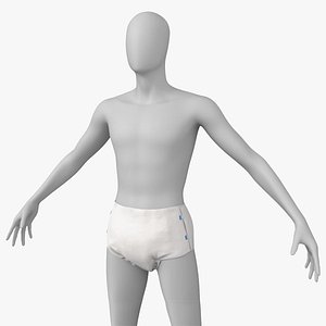 3D model Adult Pull Up Incontinence Brief on Mannequin