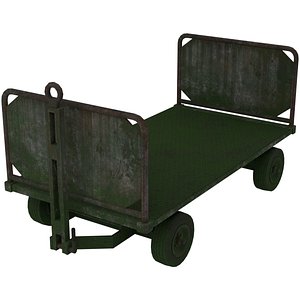 Baggage Cart 1 Moss Lowpoly