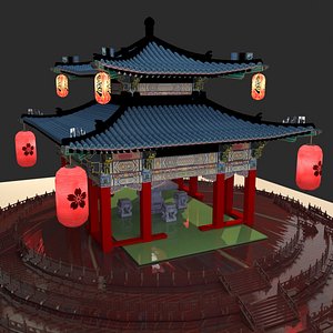 3D Chinese pavilion