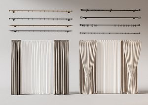 Double Panel Curtains Set Curtain Rod