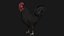 Poule Coq Noir Rigged Low Poly