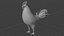 Poule Coq Noir Rigged Low Poly