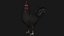 Poule Coq Noir Rigged Low Poly
