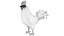 Poule Coq Noir Rigged Low Poly