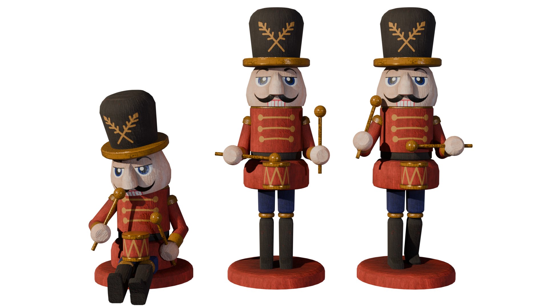 3D model Low Poly Stylized Nutcracker Toy Soldier  Rigged  Animated Idle  Sit https://p.turbosquid.com/ts-thumb/kb/nHwuIK/MY/nutcrackerall01/png/1765656194/1920x1080/fit_q87/a6aace43d44baaeae5ea00af9321a06466f45fc6/nutcrackerall01.jpg