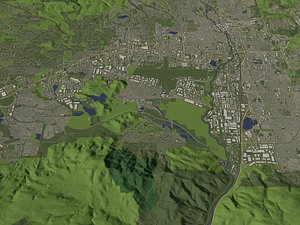 Reno Nevada USA in 20 km x 20 km - city and urban