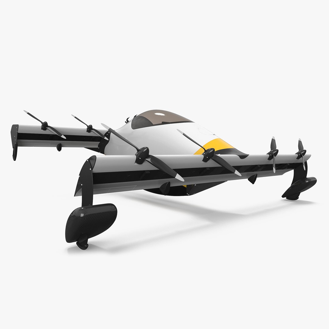 Personal EVTOL Aircraft with 8 Propellers 3D model preview
