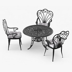 3D Garden Furniture Set with Seat Cushions model