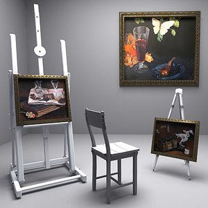 3ds max painters easel picture paintings