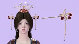 Hanfu Hair Stick accessories 3D