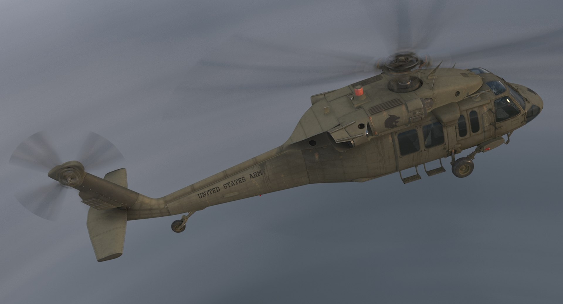 UH-60 Black Hawk helicopter 3D model for VFX and animation