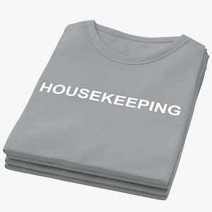 3D model Female Crew Neck Folded Stacked Gray Housekeeping 02