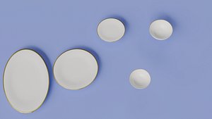 3D Gold Rim Tableware Set 5 Pieces
