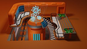 3D model virus lab laboratory