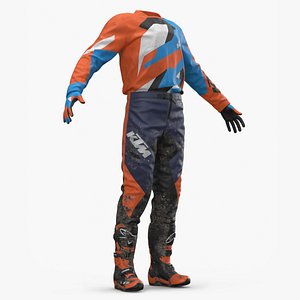 KTM Child Dirt Bike Outfit Mud Covered 3D model