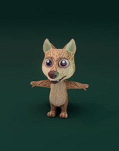 3D Cartoon Red Wolf Rigged 3D Model
