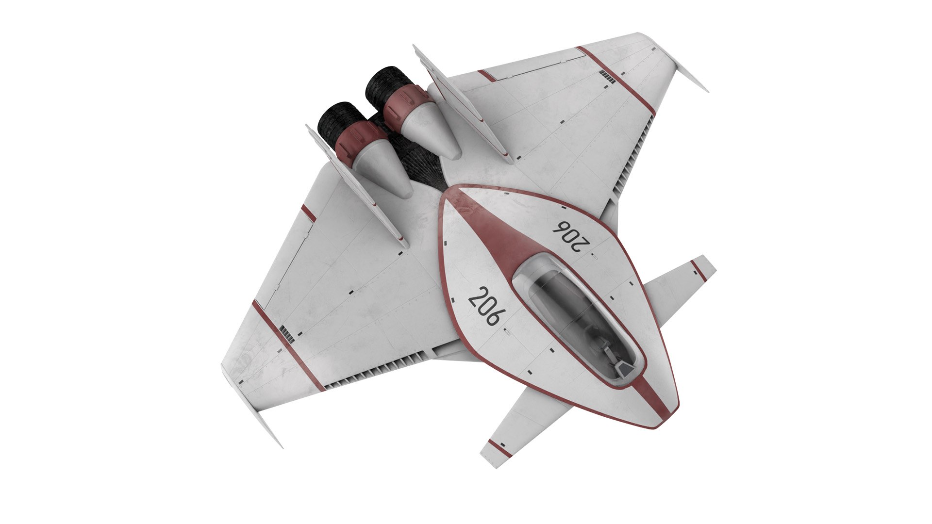Futuristic Racer Spacecraft Rigged 3D model preview