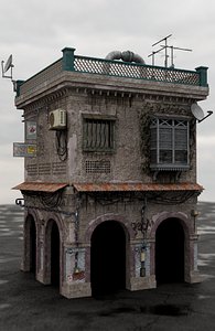 dilapidated two-story building
