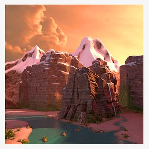 3D Danxia landform landscape mountain rock mountain