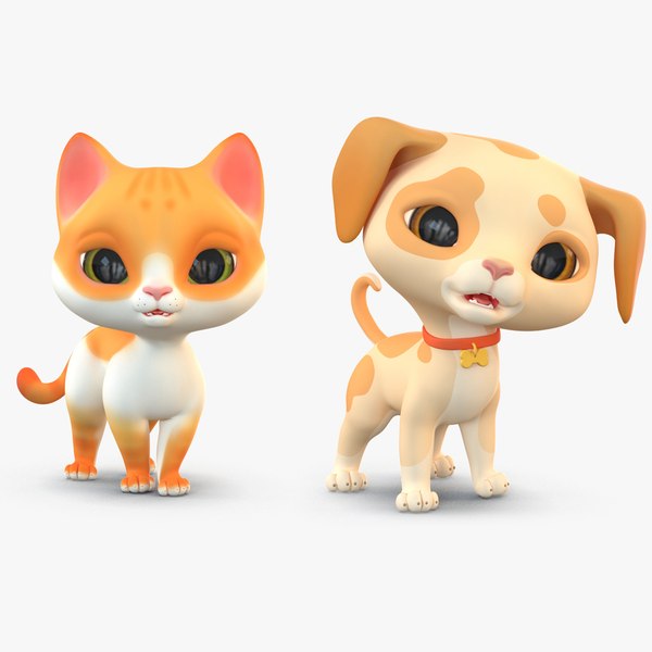 3D cute cartoon dog cat model - TurboSquid 1572322