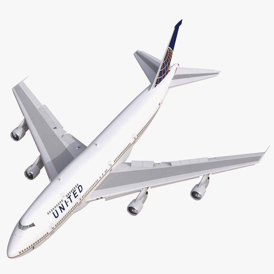 Boeing 747-300 United Rigged 3D Model 3D model preview