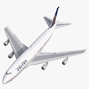 Boeing 747-300 United Rigged 3D Model