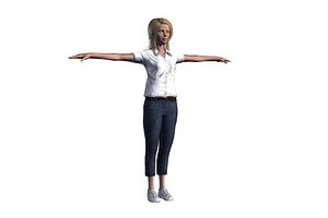 Animated woman Rigged 3d game character