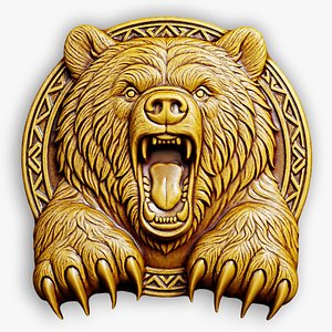 High Detail Bear Relief for CNC Laser and 3D Print STL File and 4K Grayscale TIF