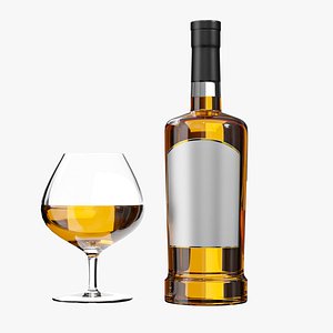 3D Gin Bottle with Glass