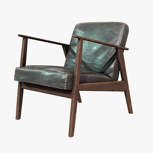 3D model 1970s PBR Leather Arm Chair Game Ready 3D Asset