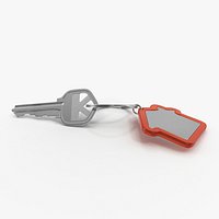 Door Key with Red House Shape Trinket