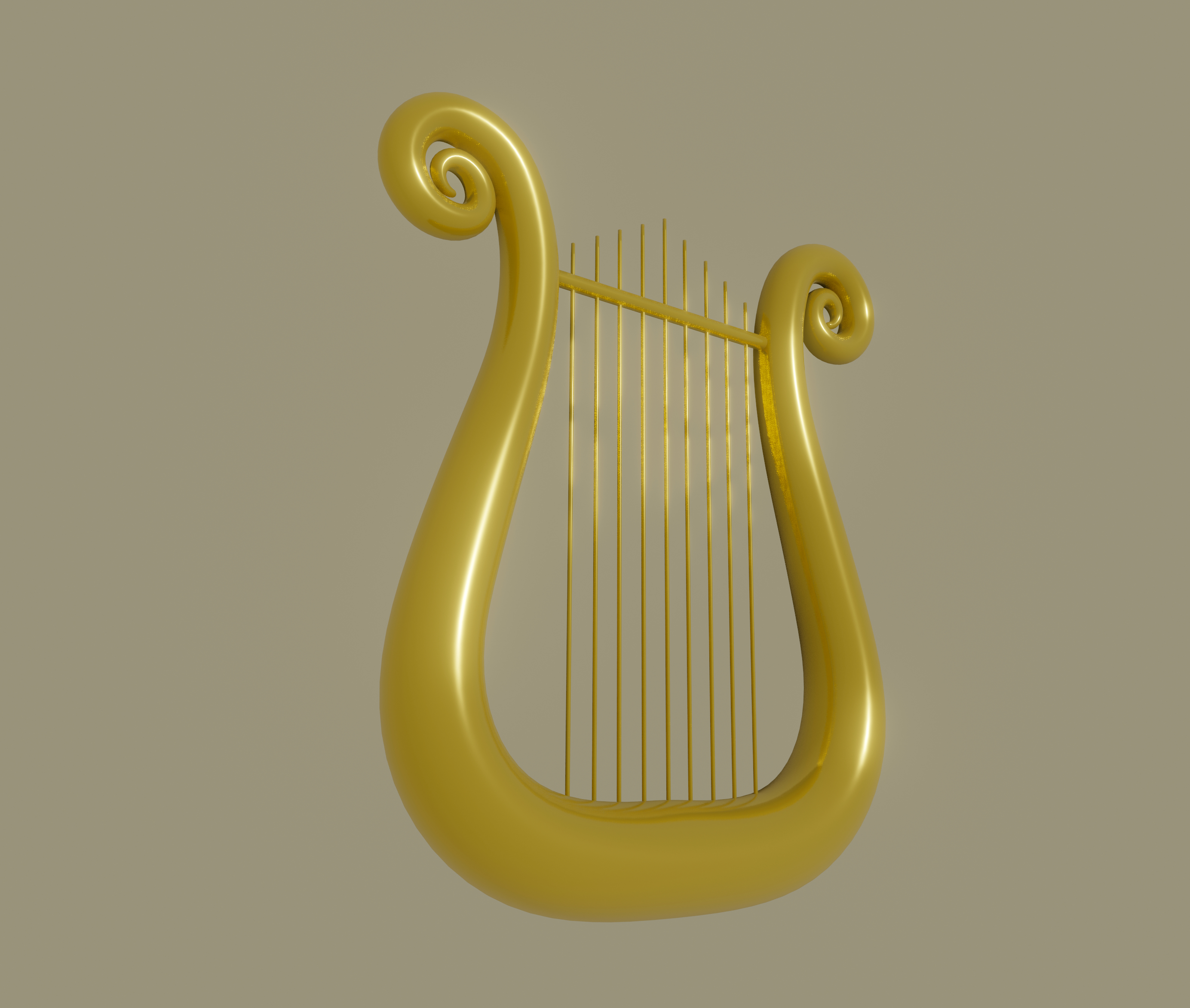 Golden lyre gold 3D model - TurboSquid 1664113