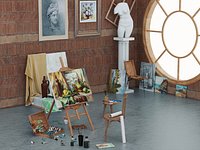 Art Studio Painter Props Interior Scene
