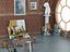 Escena interior de un estudio de arte con accesorios de pintura