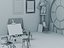 Escena interior de un estudio de arte con accesorios de pintura